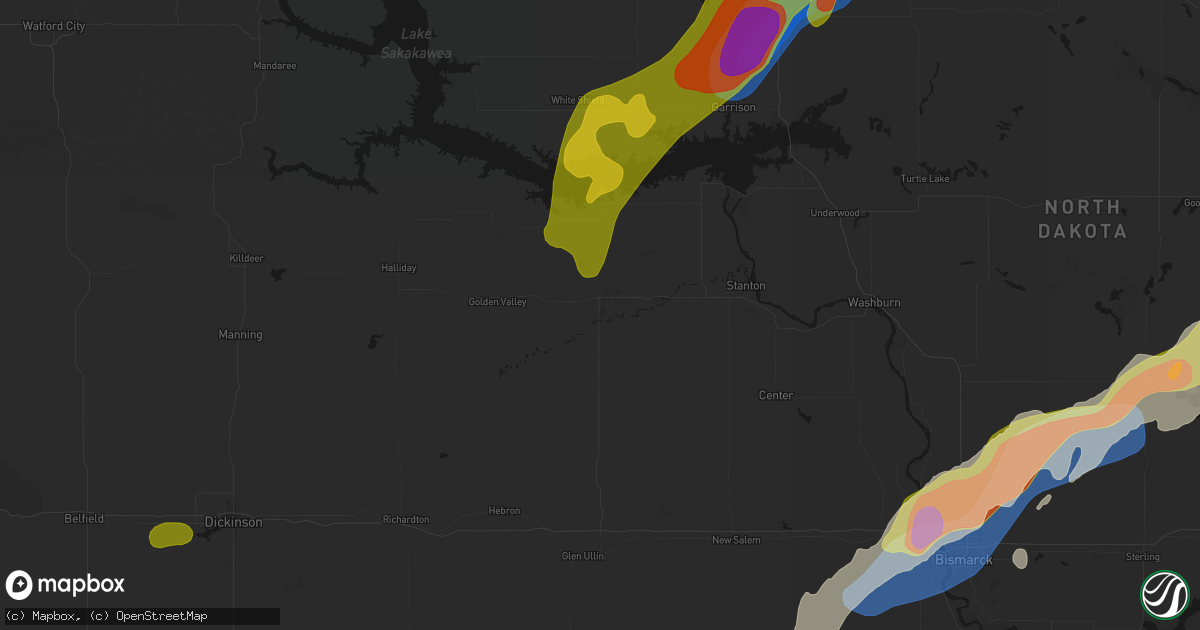 Hail map in Beulah, ND on June 29, 2026