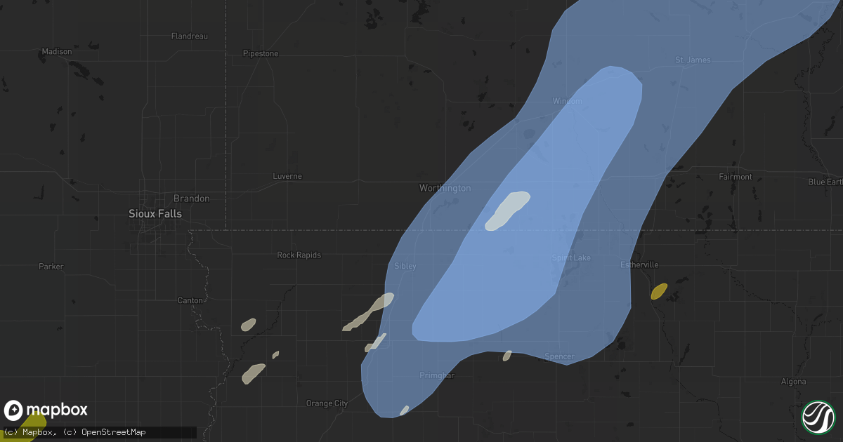 Hail map in Bigelow, MN on June 29, 2026