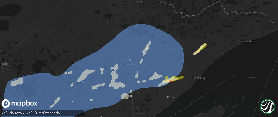 Hail map in Biwabik, MN on June 29, 2026