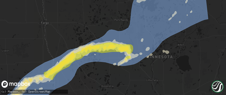 Hail map in Bluffton, MN on June 29, 2026
