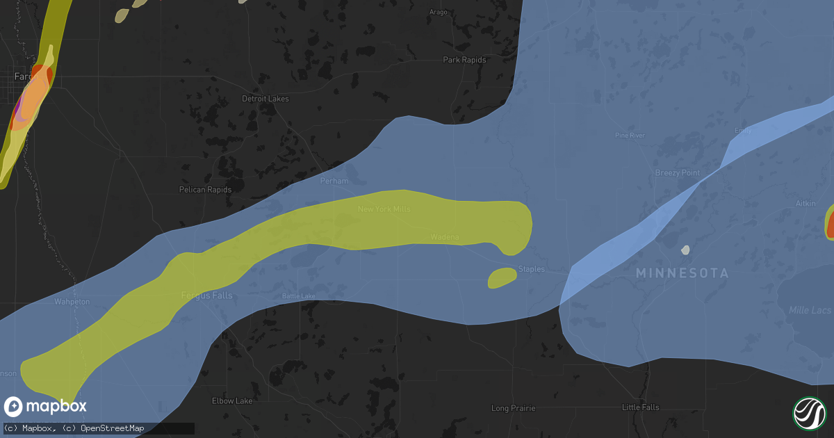 Hail map in Bluffton, MN on June 29, 2026
