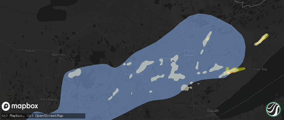 Hail map in Bovey, MN on June 29, 2026