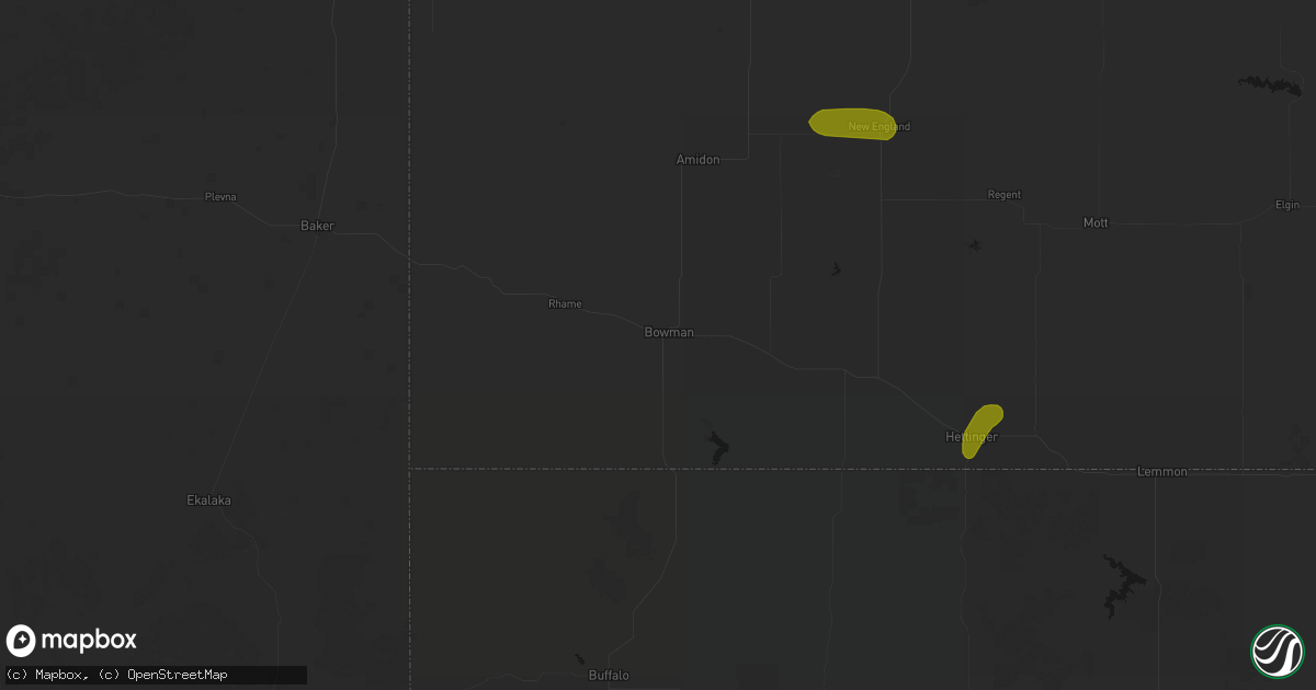 Hail map in Bowman, ND on June 29, 2026