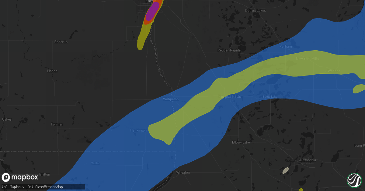 Hail map in Breckenridge, MN on June 29, 2026