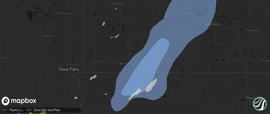 Hail map in Brewster, MN on June 29, 2026