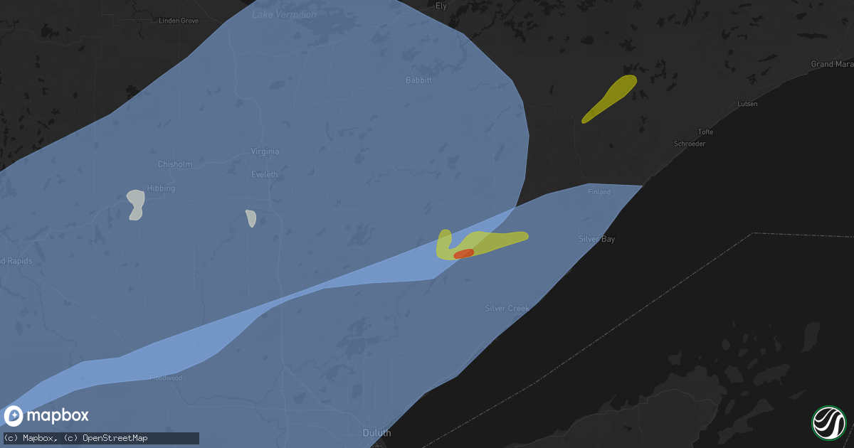 Hail map in Brimson, MN on June 29, 2026