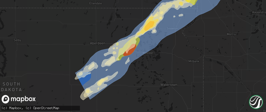Hail map in Bristol, SD on June 29, 2026