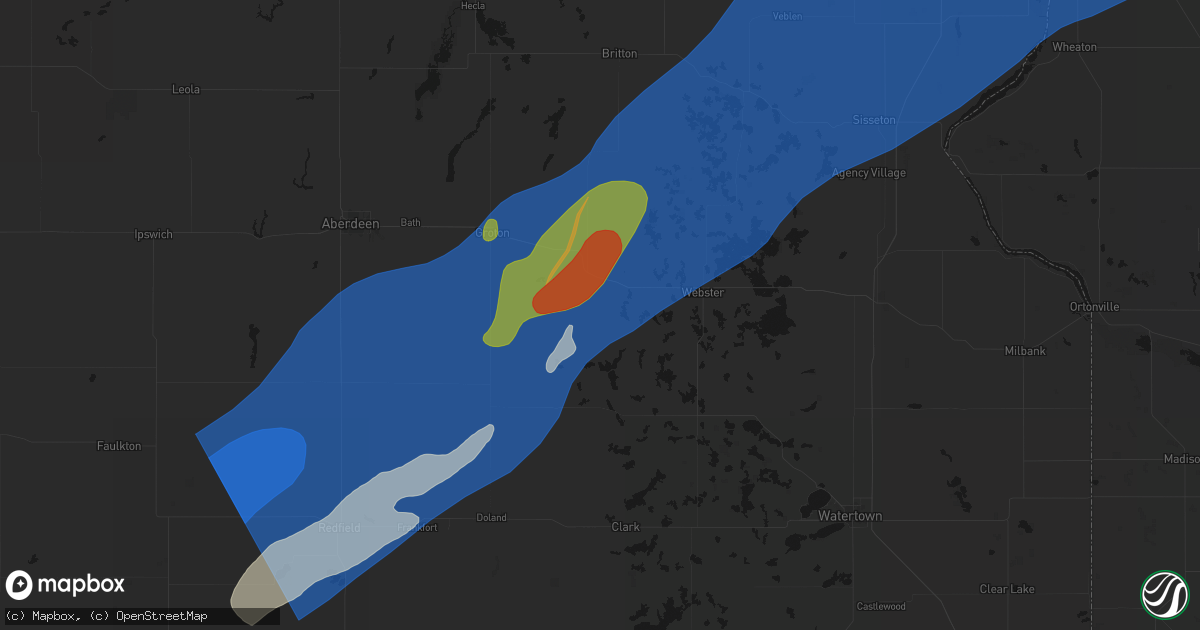 Hail map in Bristol, SD on June 29, 2026