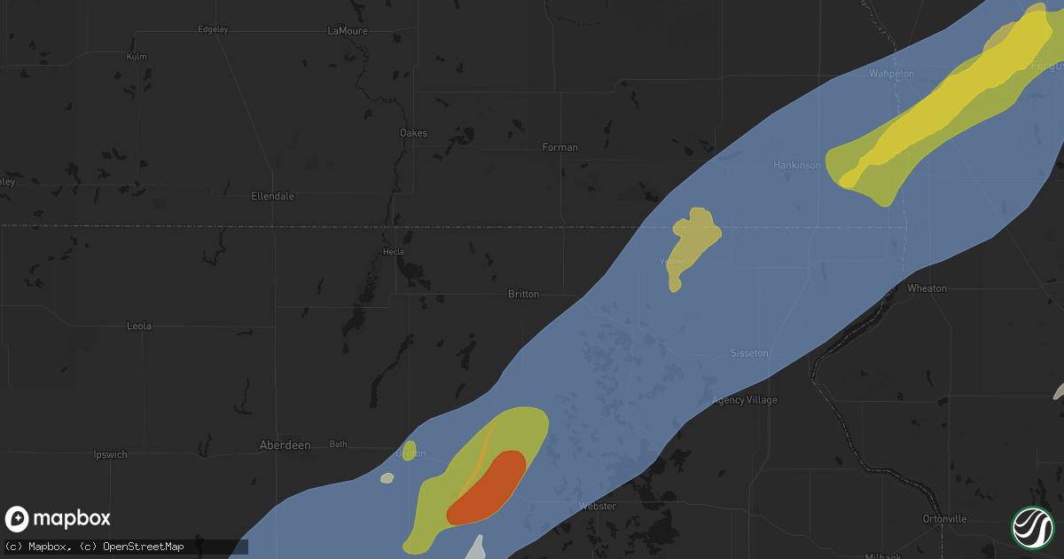Hail map in Britton, SD on June 29, 2026