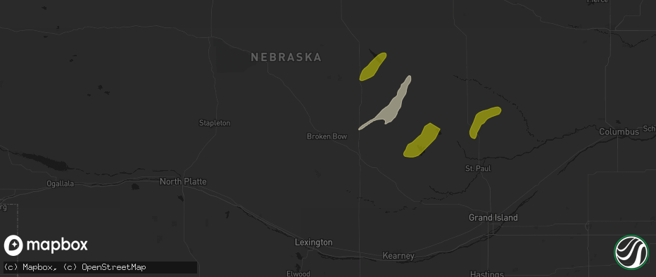 Hail map in Broken Bow, NE on June 29, 2026