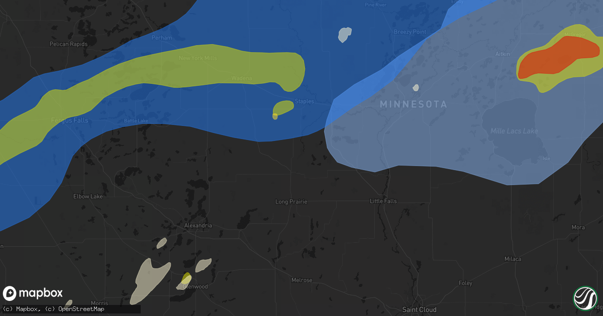 Hail map in Browerville, MN on June 29, 2026
