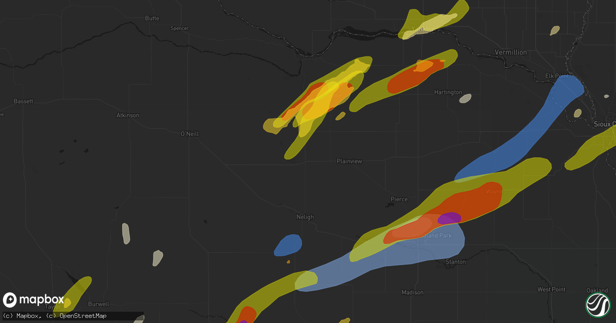Hail map in Brunswick, NE on June 29, 2026