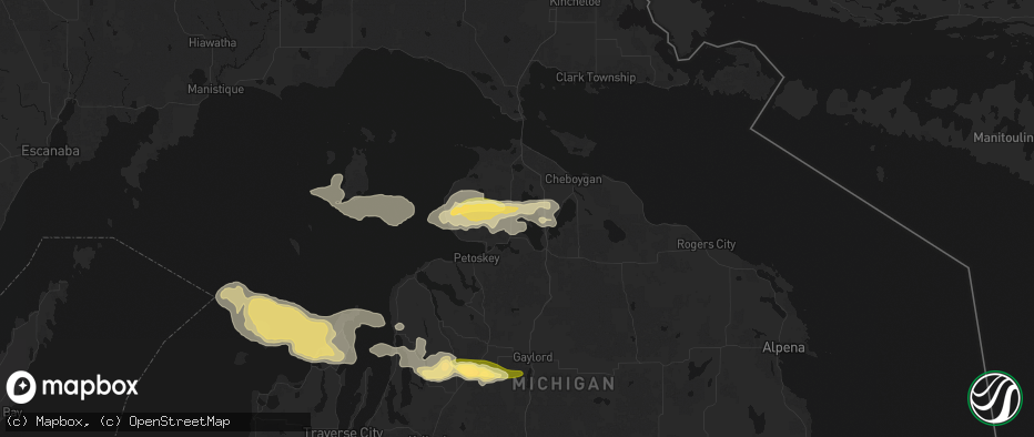 Hail map in Brutus, MI on June 29, 2026