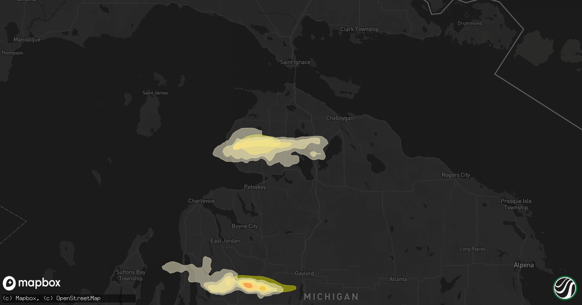 Hail map in Brutus, MI on June 29, 2026