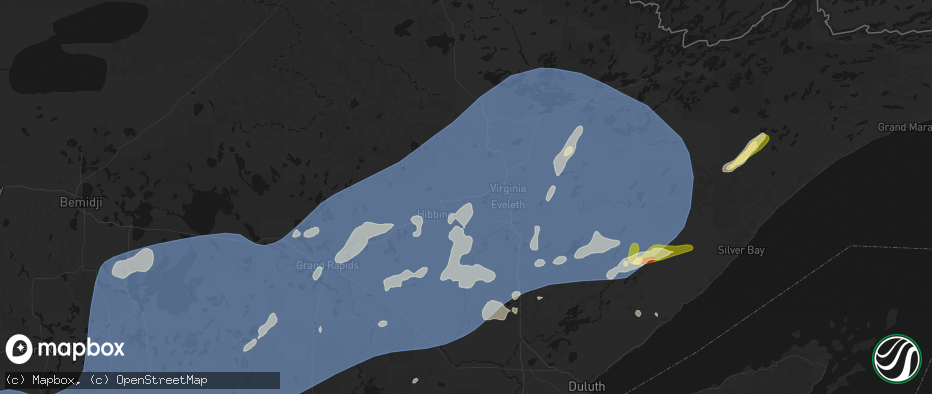 Hail map in Buhl, MN on June 29, 2026