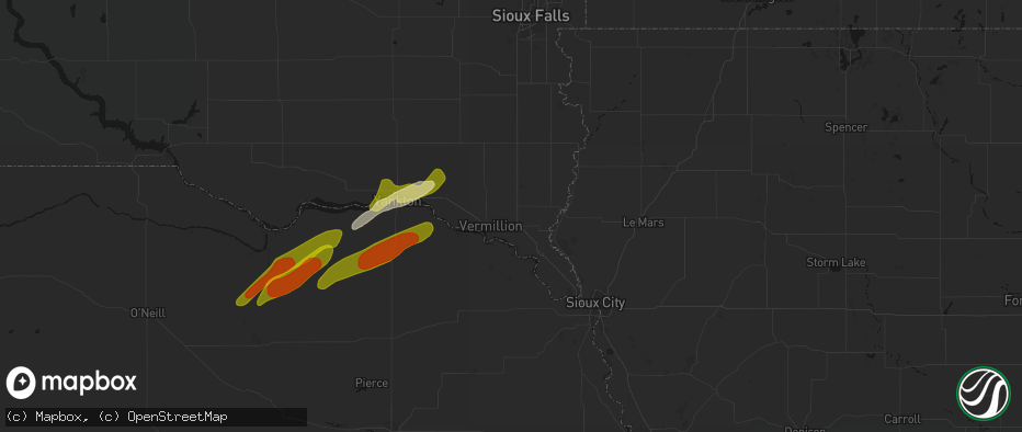 Hail map in Burbank, SD on June 29, 2026