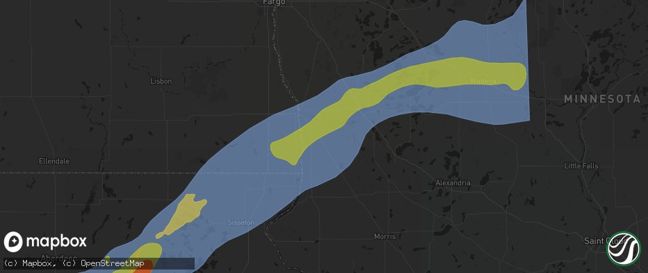 Hail map in Campbell, MN on June 29, 2026