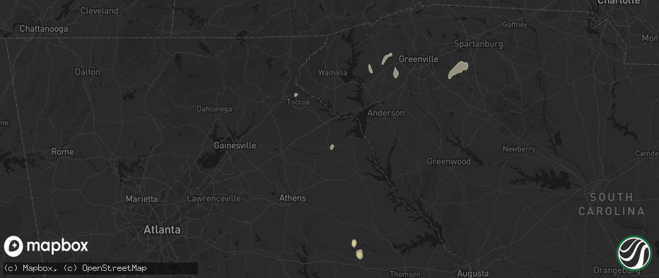 Hail map in Canon, GA on June 29, 2026