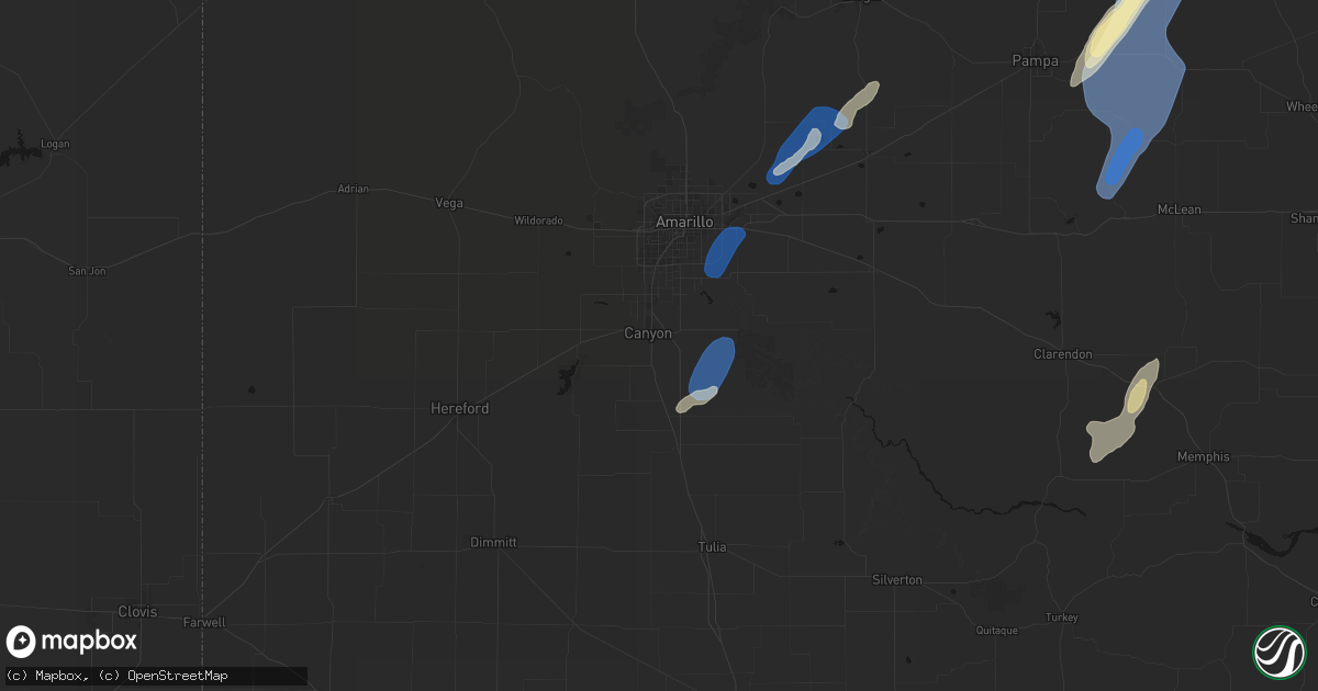 Hail map in Canyon, TX on June 29, 2026