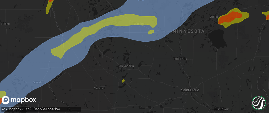 Hail map in Carlos, MN on June 29, 2026
