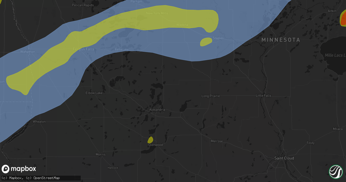 Hail map in Carlos, MN on June 29, 2026