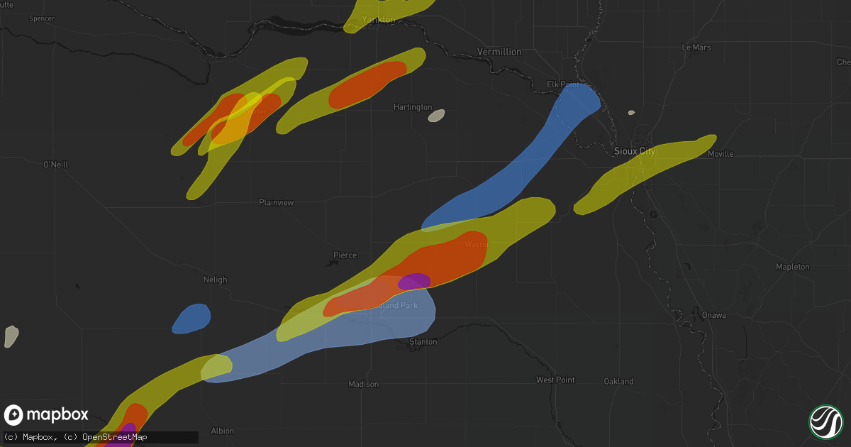 Hail map in Carroll, NE on June 29, 2026