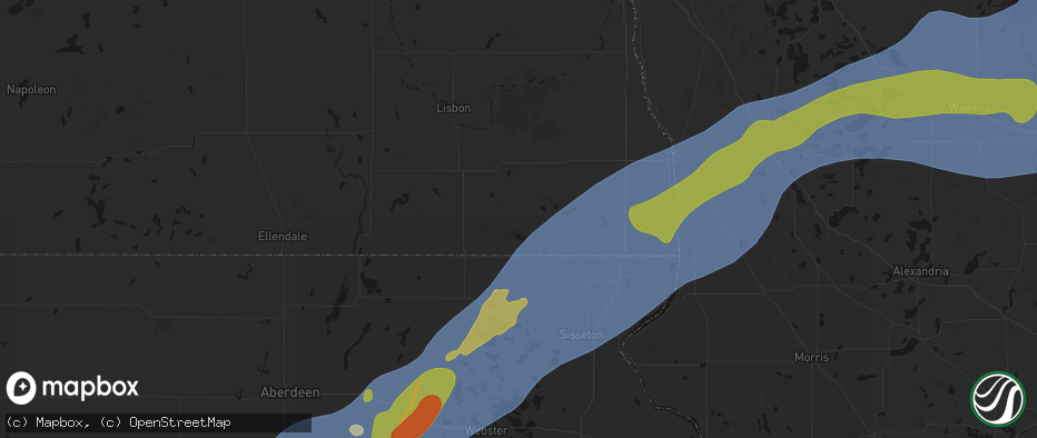 Hail map in Cayuga, ND on June 29, 2026