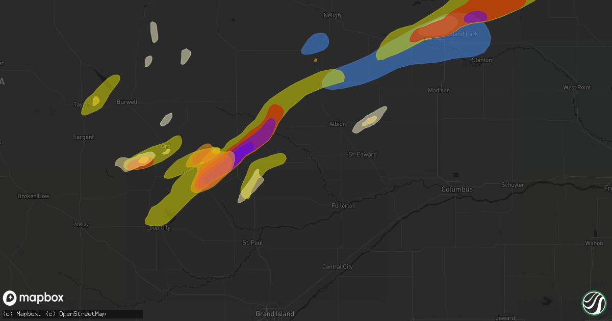 Hail map in Cedar Rapids, NE on June 29, 2026