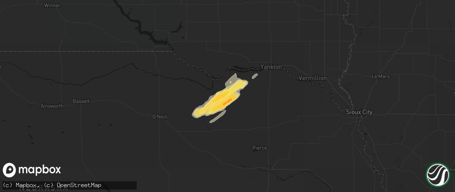 Hail map in Center, NE on June 29, 2026