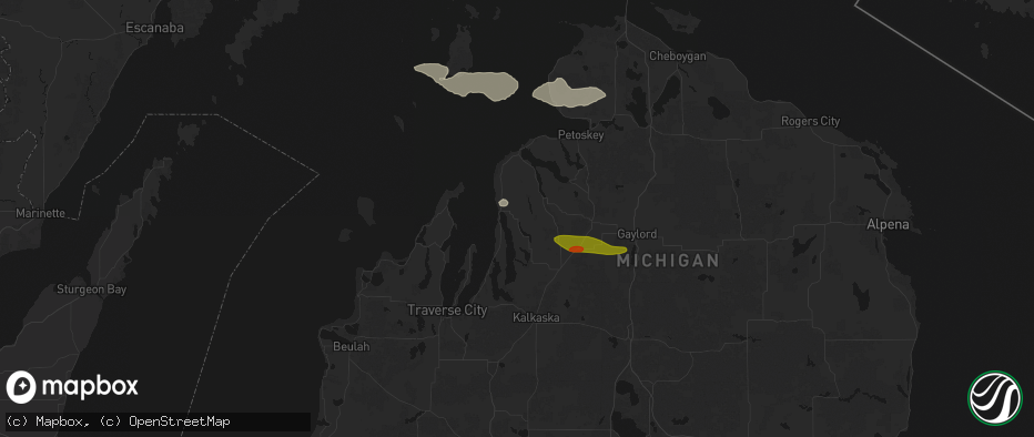 Hail map in Central Lake, MI on June 29, 2026