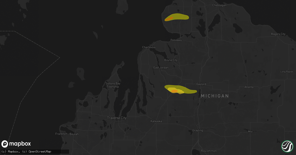 Hail map in Central Lake, MI on June 29, 2026