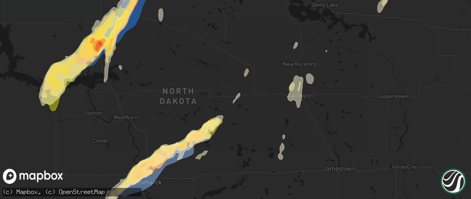 Hail map in Chaseley, ND on June 29, 2026