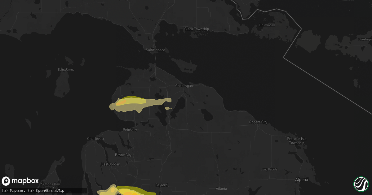 Hail map in Cheboygan, MI on June 29, 2026