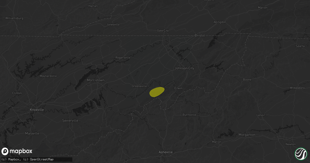 Hail map in Chuckey, TN on June 29, 2026
