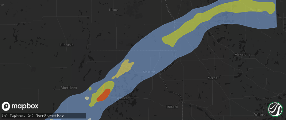 Hail map in Claire City, SD on June 29, 2026