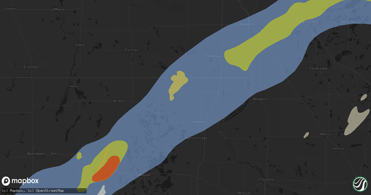 Hail map in Claire City, SD on June 29, 2026
