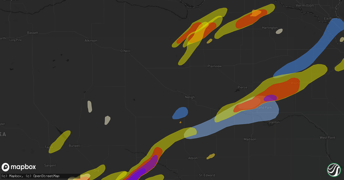 Hail map in Clearwater, NE on June 29, 2026