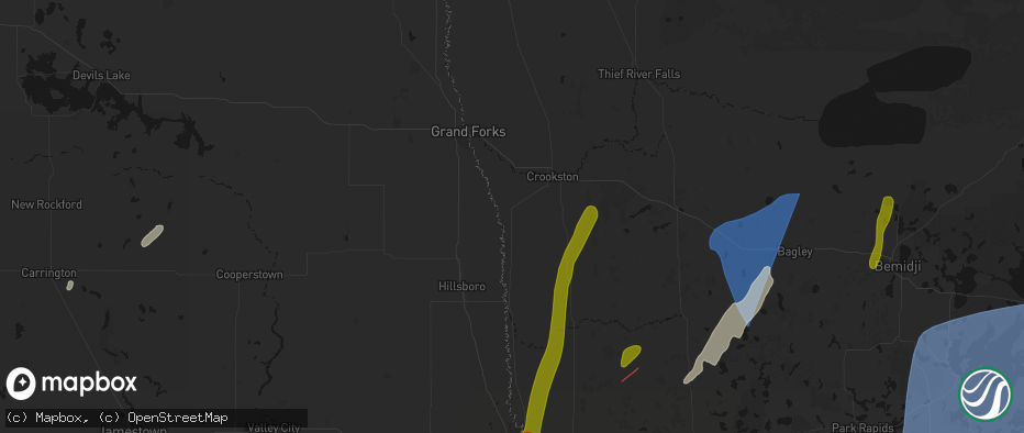 Hail map in Climax, MN on June 29, 2026