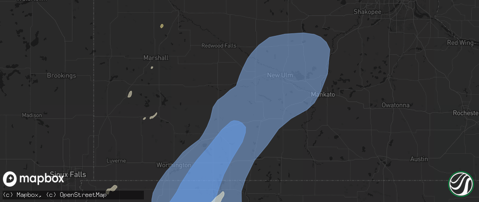 Hail map in Comfrey, MN on June 29, 2026