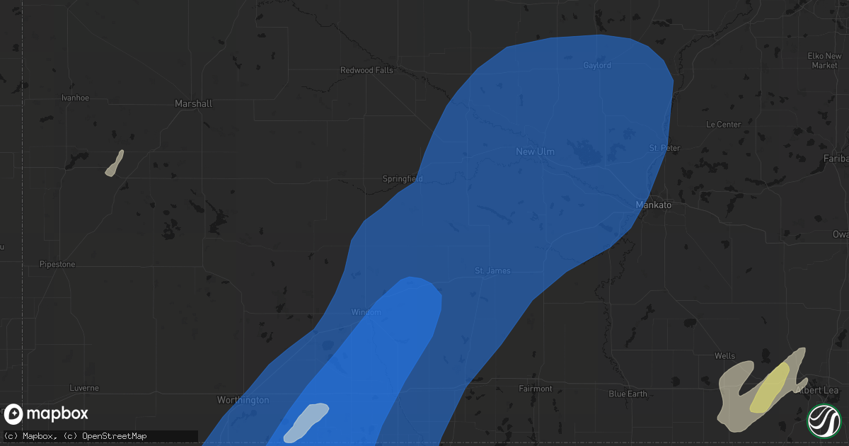 Hail map in Comfrey, MN on June 29, 2026