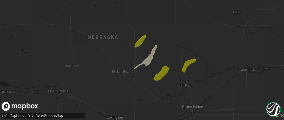 Hail map in Comstock, NE on June 29, 2026