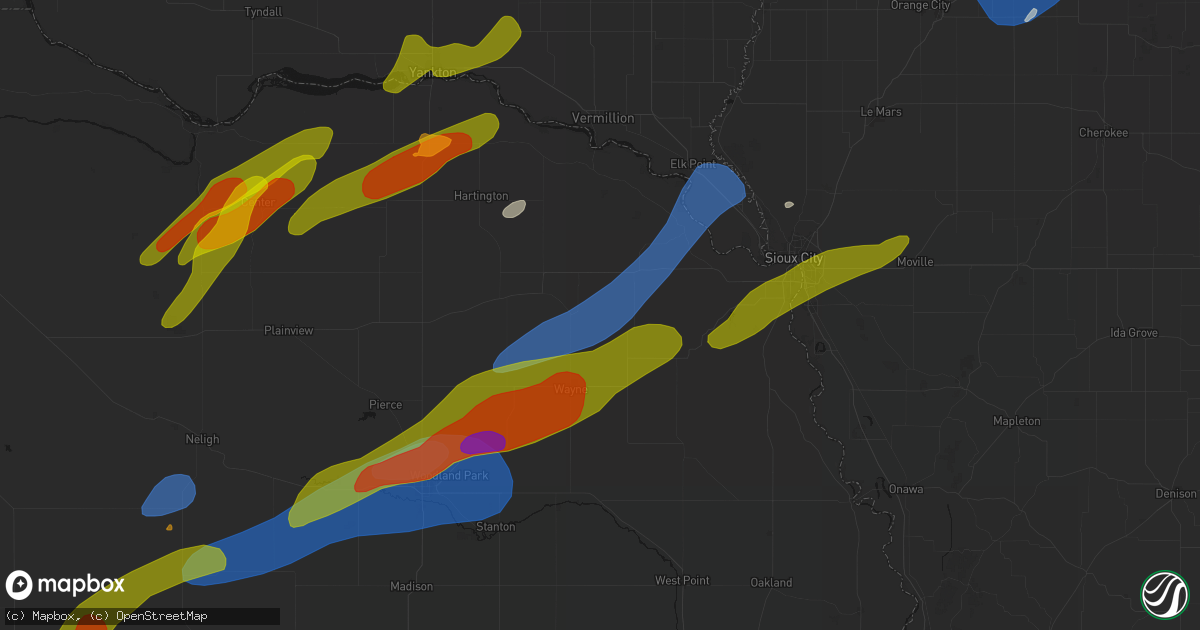 Hail map in Concord, NE on June 29, 2026
