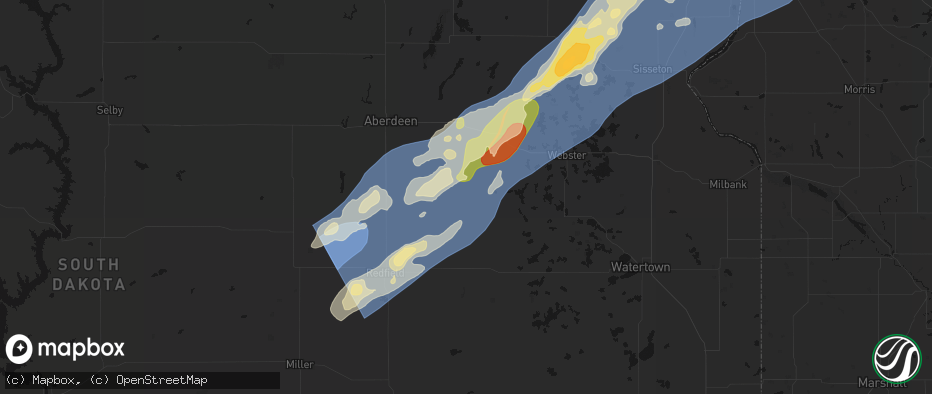 Hail map in Conde, SD on June 29, 2026