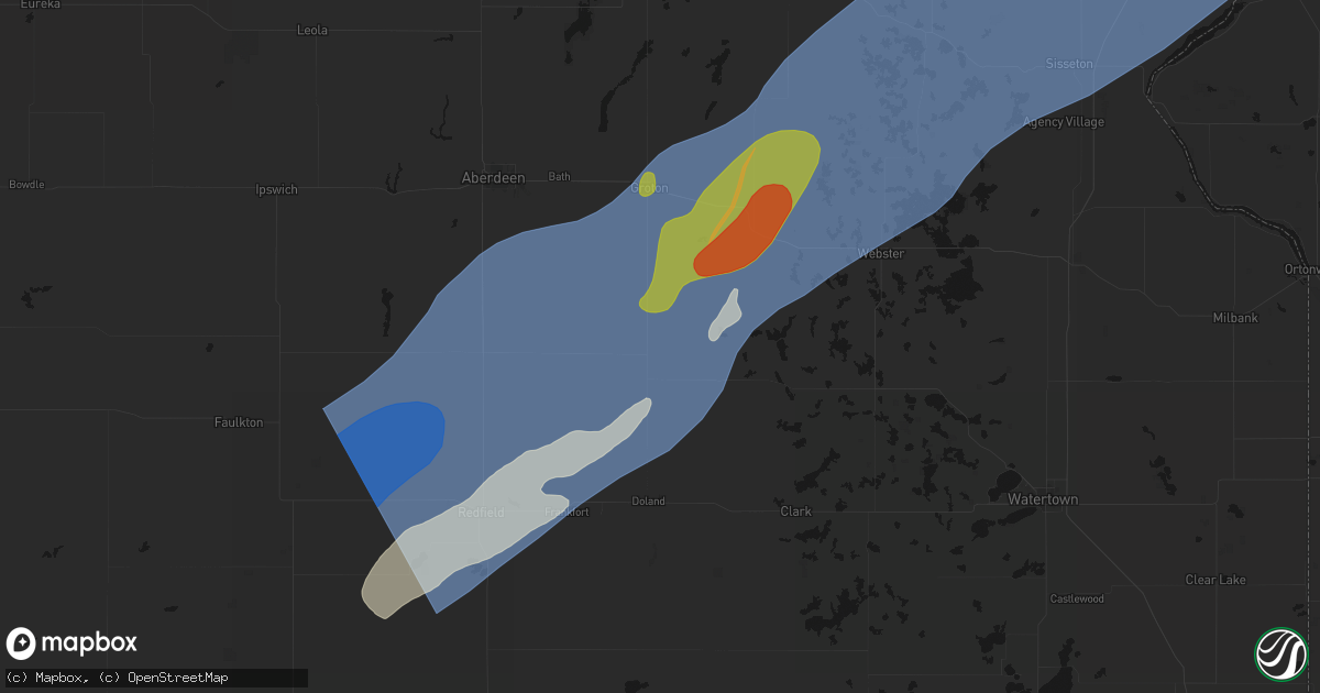 Hail map in Conde, SD on June 29, 2026