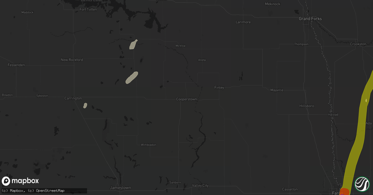 Hail map in Cooperstown, ND on June 29, 2026