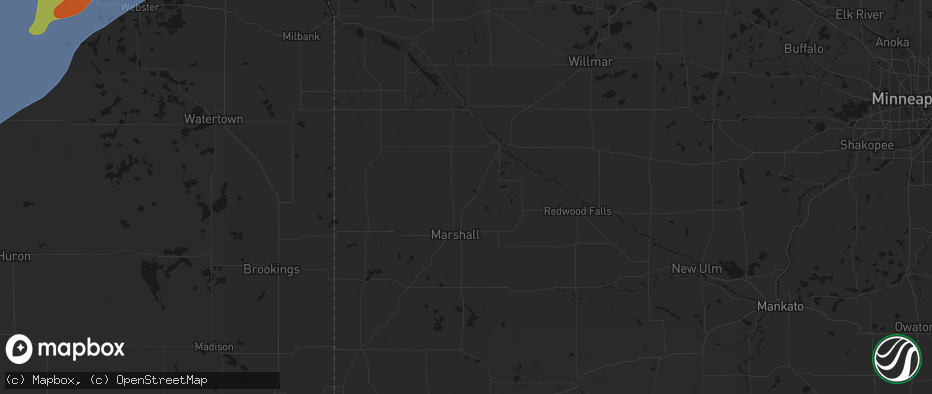 Hail map in Cottonwood, MN on June 29, 2026