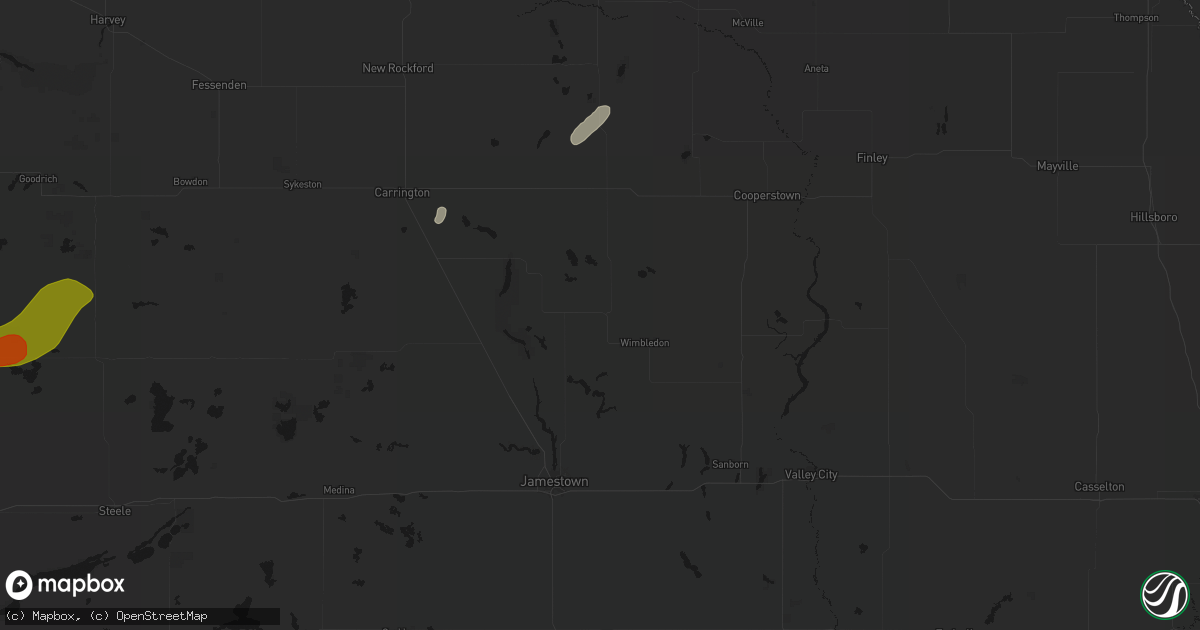 Hail map in Courtenay, ND on June 29, 2026