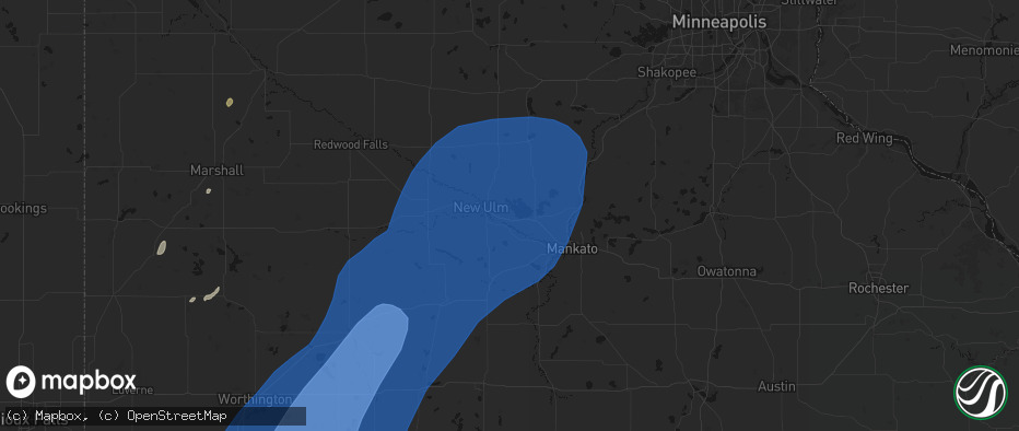 Hail map in Courtland, MN on June 29, 2026
