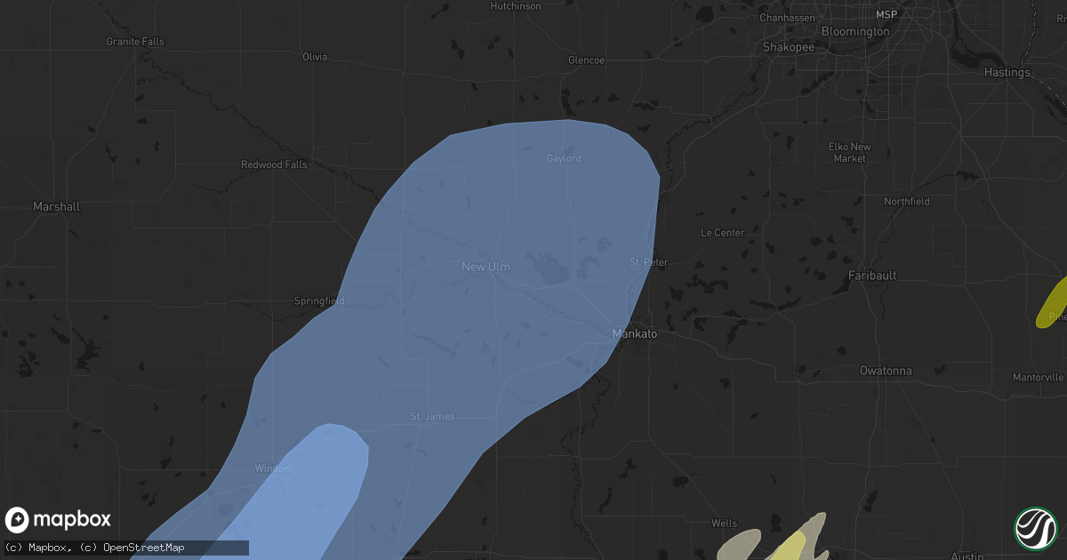 Hail map in Courtland, MN on June 29, 2026