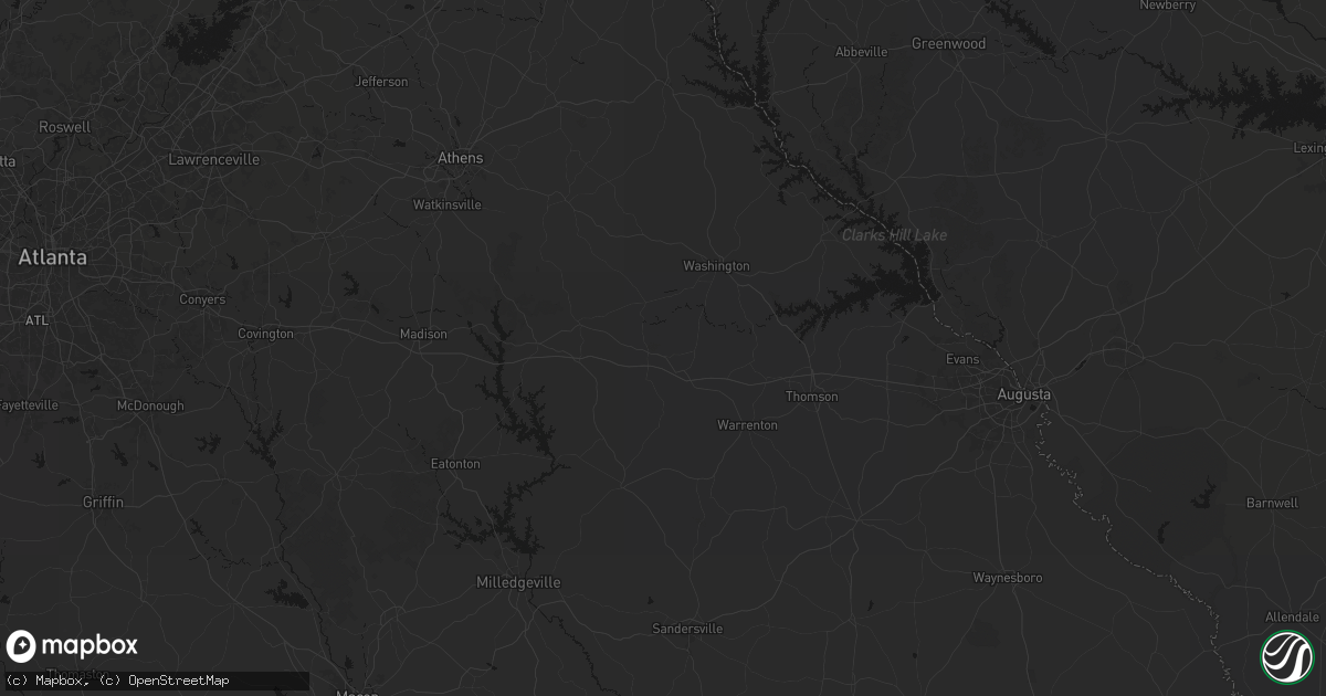 Hail map in Crawfordville, GA on June 29, 2026
